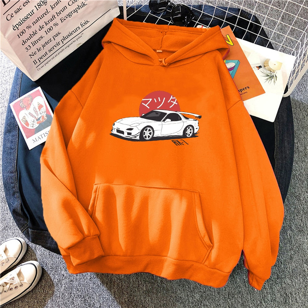 Sudaderas streetwear Mazda RX7 Printed Hoodies Men Women