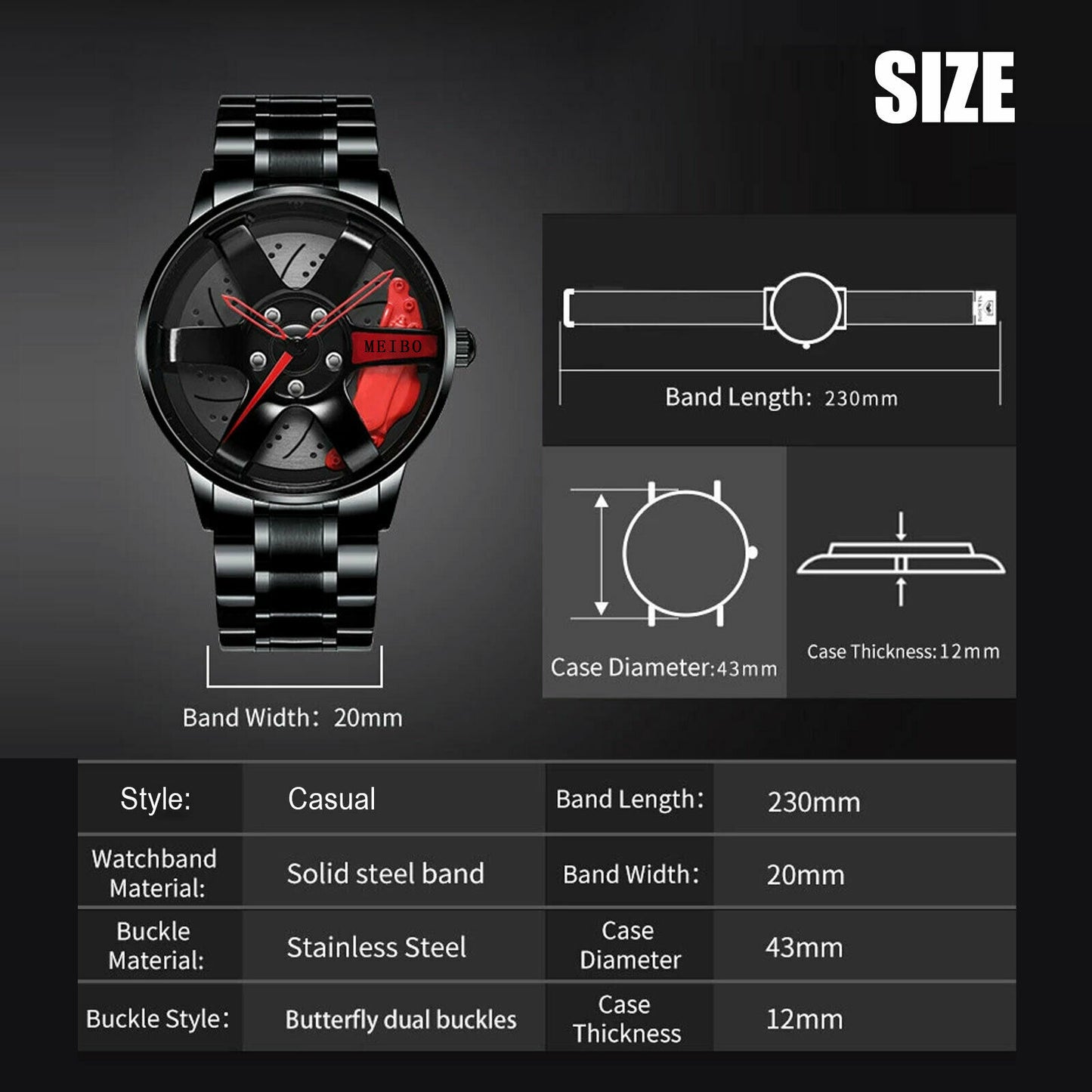 Relojes racing de cuarzo con movimiento Car Wheel Design Sport